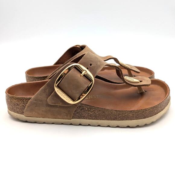 Birkenstock Gizeh Big Buckle Thong Sandals Unisex Leather Brown Size W7/M5 EU38 - Picture 3 of 9